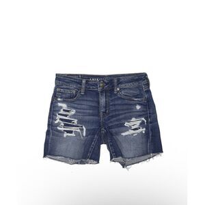 American Eagle Dark Blue Womens 2 Super‎ Stretch Mid Rise Cut Off Denim Shorts